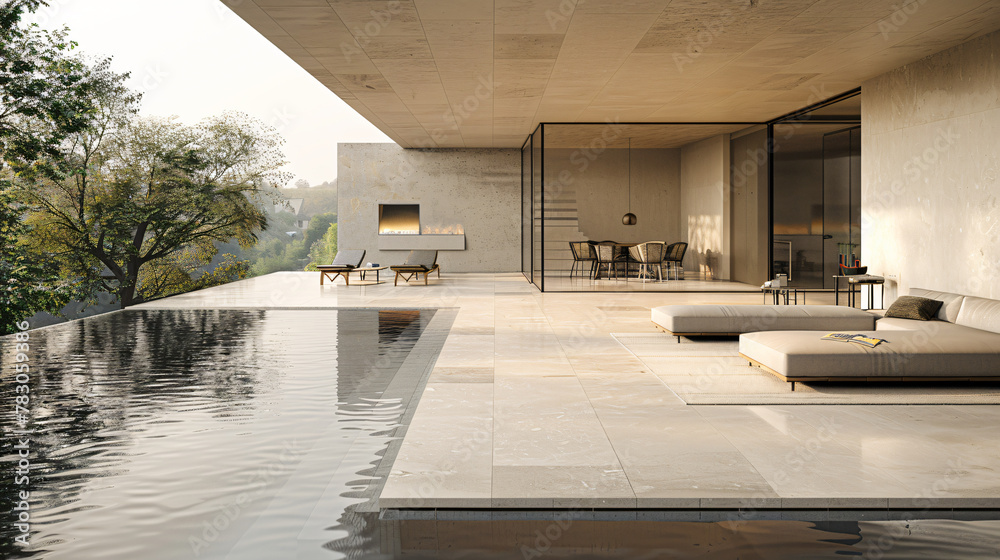 Fototapeta premium Seamless Harmony. Designing a Modern Luxury Minimalist Veranda 