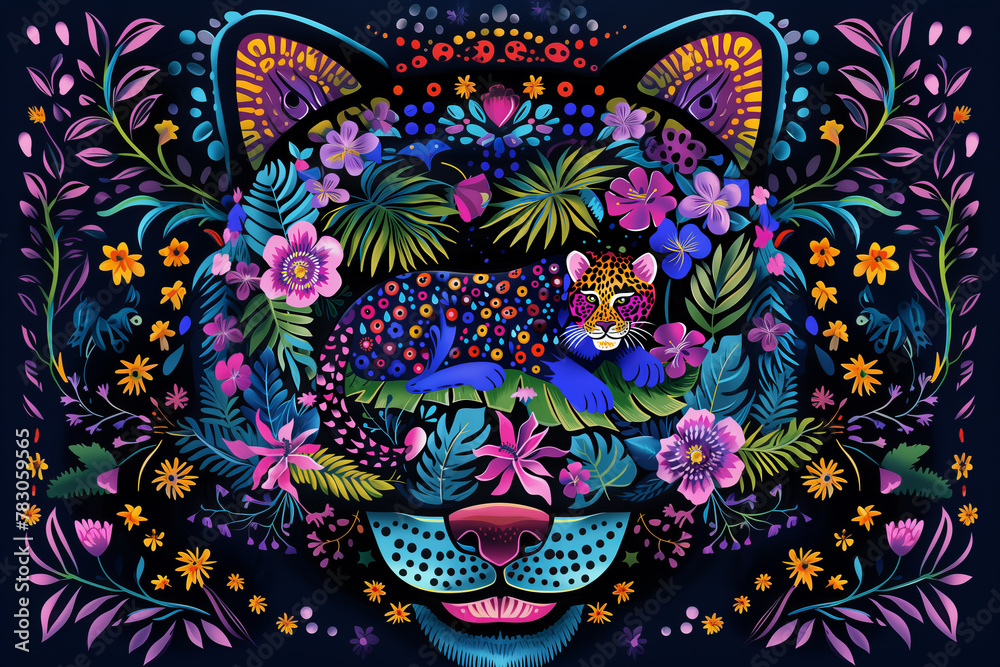 Jungle Leopard in Floral Paradise Jungle Leopard in Floral Paradise
