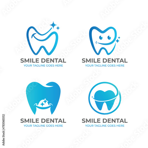 Set of vector dental clinic smile logos and dental icons