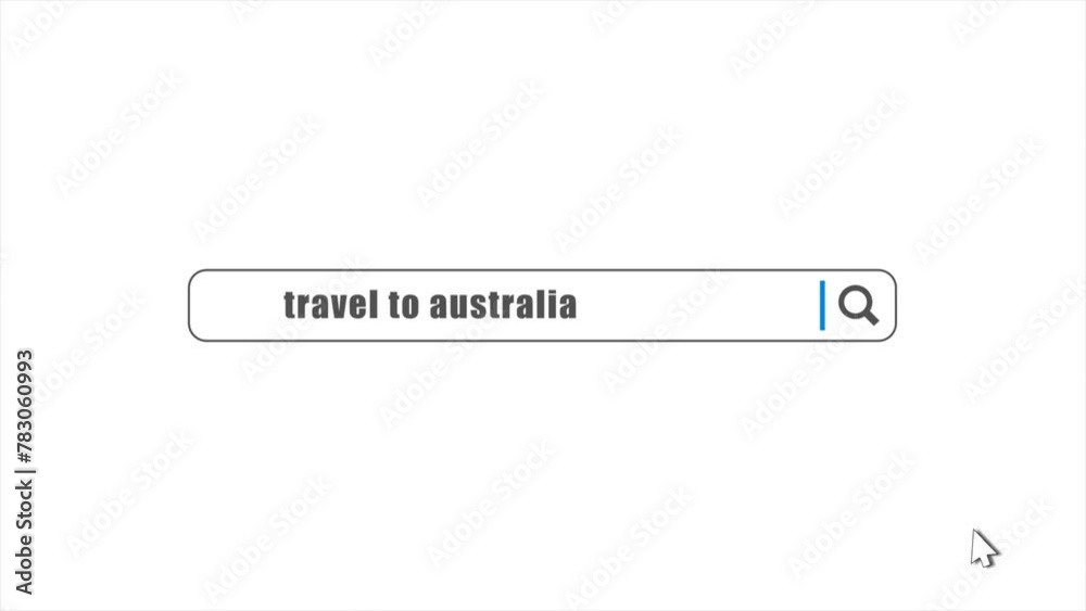 Travel to Australia in search animation. Internet browser searching