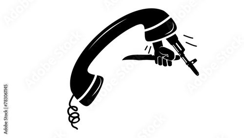 threats by phone, black isolated silhouette