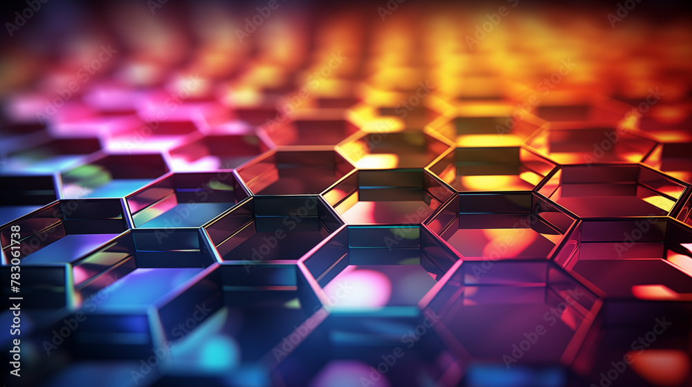 Red and Pink Gradient Hexagonal Digital Art Background
