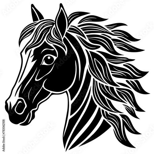 Fototapeta Naklejka Na Ścianę i Meble -  Horse Head Silhouette art logo vector illustration isolated on white background.
