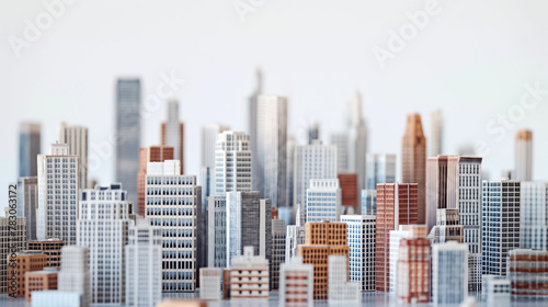 Selective focus on a miniature city, great for advertising urban life, housing projects, and real estate websites.