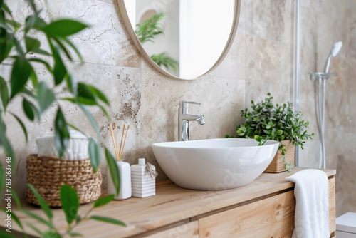 Belle salle de bain avec des plantes photo