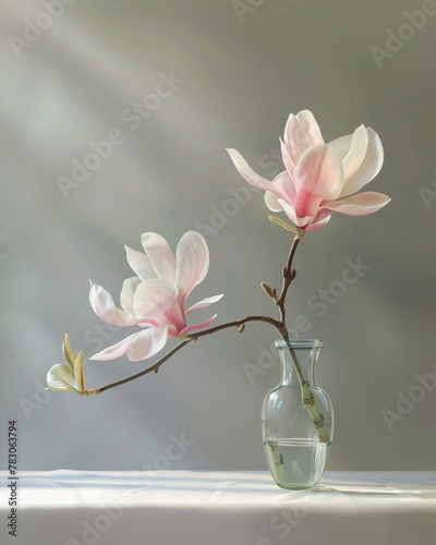 magnolia on wall background 