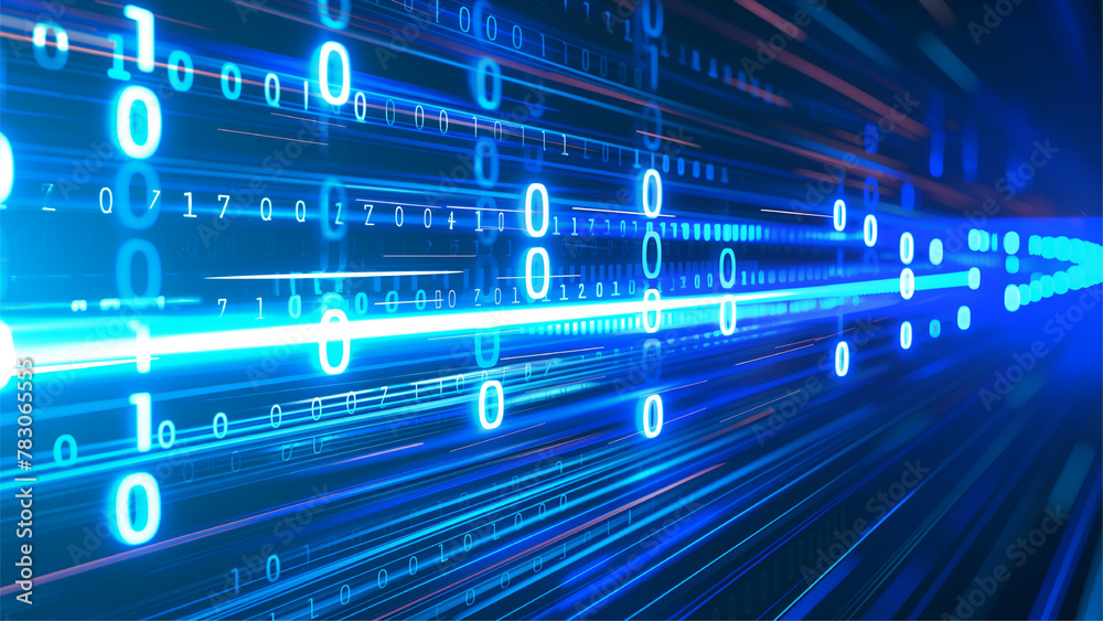 Fototapeta premium blue abstract technology background of high speed global data transfercomputing cyber attack.