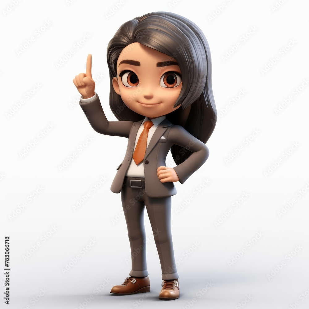 a 3D cartoon character portraying a woman in a sleek business suit, exuding professionalism and expertise as a trusted advisor in the corporate world. a 3D cartoon character portraying a woman in a sleek business suit, exuding professionalism and expertise as a trusted advisor in the corporate world.