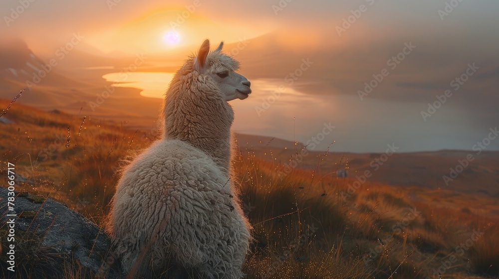 Fototapeta premium alpaca in the mountains