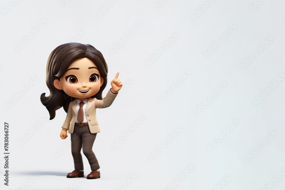 a 3D cartoon character portraying a woman in a sleek business suit, exuding professionalism and expertise as a trusted advisor in the corporate world. a 3D cartoon character portraying a woman in a sleek business suit, exuding professionalism and expertise as a trusted advisor in the corporate world.