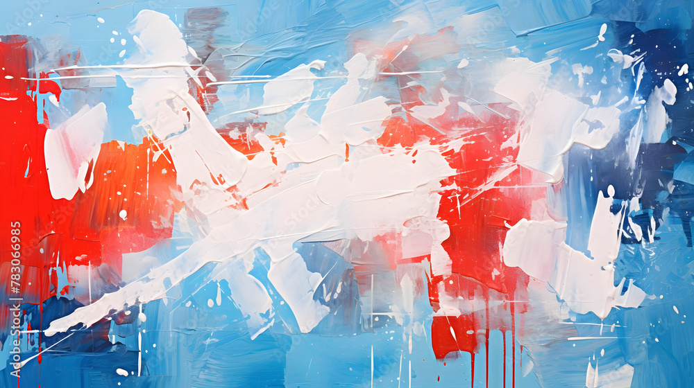 Artistic red white blue oil painting abstract graphic poster web page PPT background