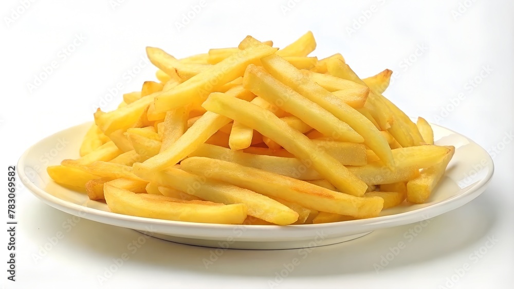 plate of fries on a white background plate of fries on a white background