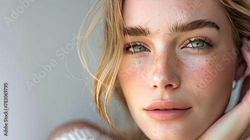 pure and simple beauty portrait barely there makeup studio lit with natural light © AI Farm