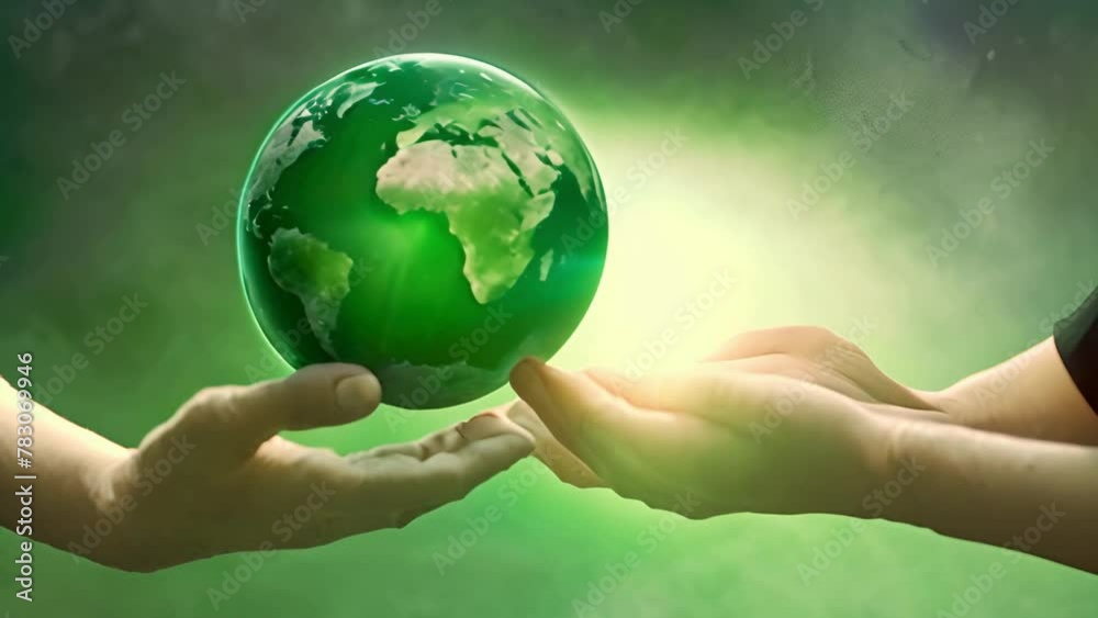 Earth Globe in Human Hands with World Environment Day Concept Earth Globe in Human Hands with World Environment Day Concept
