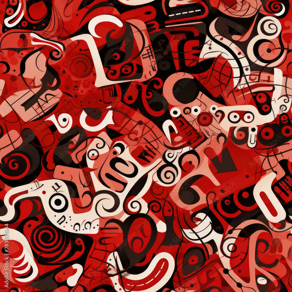 pattern with text red september chaotic
