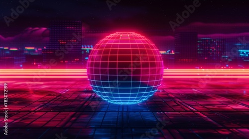 a colorful disco party bioluminesent disco ball in the style of luminous 3d objects, bokeh