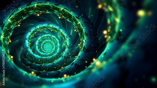 Digital blue and green separation art swirl curve abstract poster web page PPT background photo