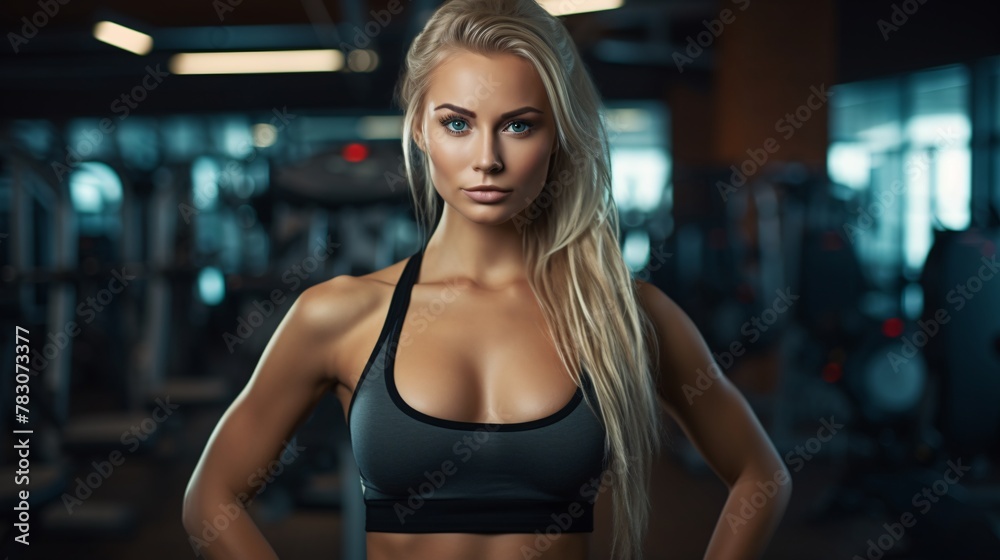 Fototapeta premium Beautiful young Norway woman in an exclusive gym