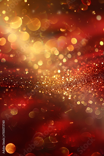 Red and gold background with a black background and a gold bokeh.