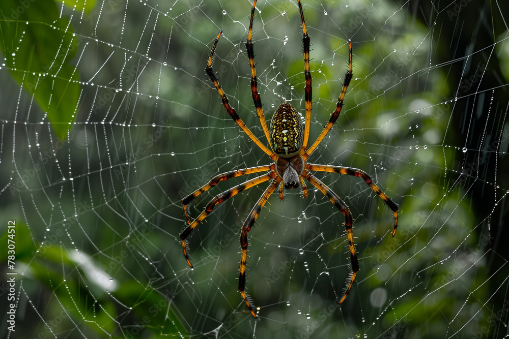 Golden Silk Orb-Weaver Spider with Dew on Web
Golden Silk Orb-Weaver Spider with Dew on Web
