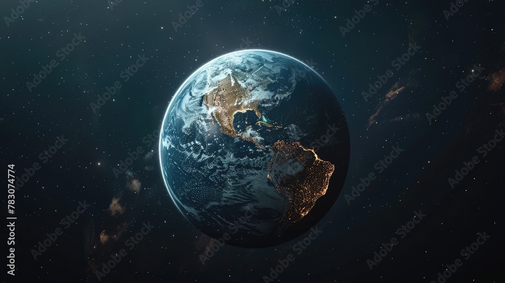 Stunning Digital Illustration of Earth from Space