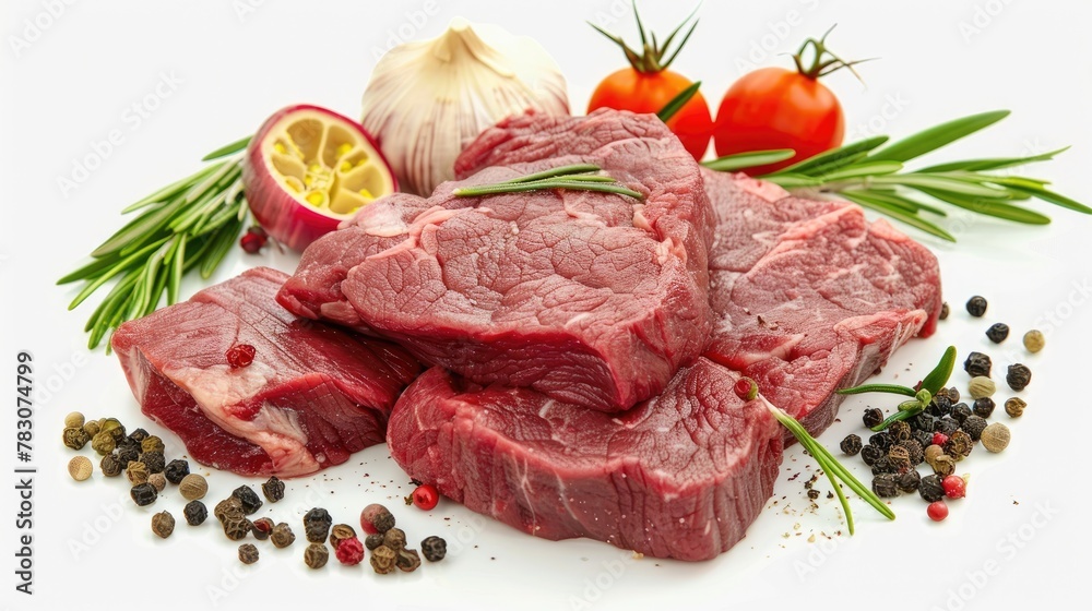 Savory Seasoning: Raw Meat with Herbs, Spices, and Garlic