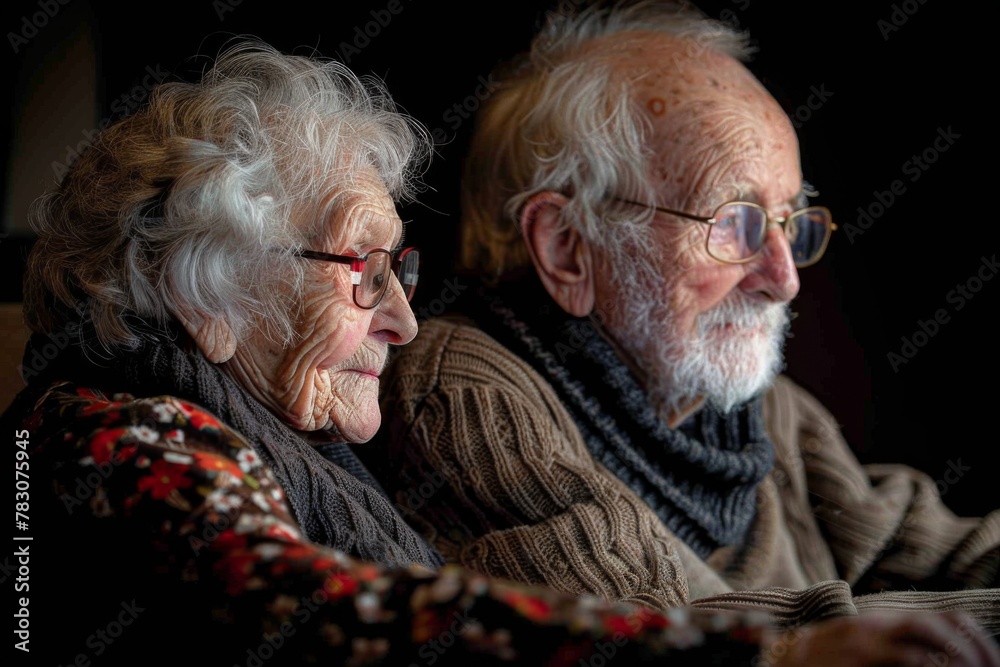 Elderly couple at a computer, engaged in learning with visible interest and teamwork. Elderly couple at a computer, engaged in learning with visible interest and teamwork.