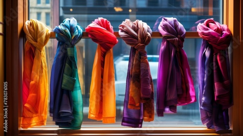 Single scarves vivid and folded showcased photo