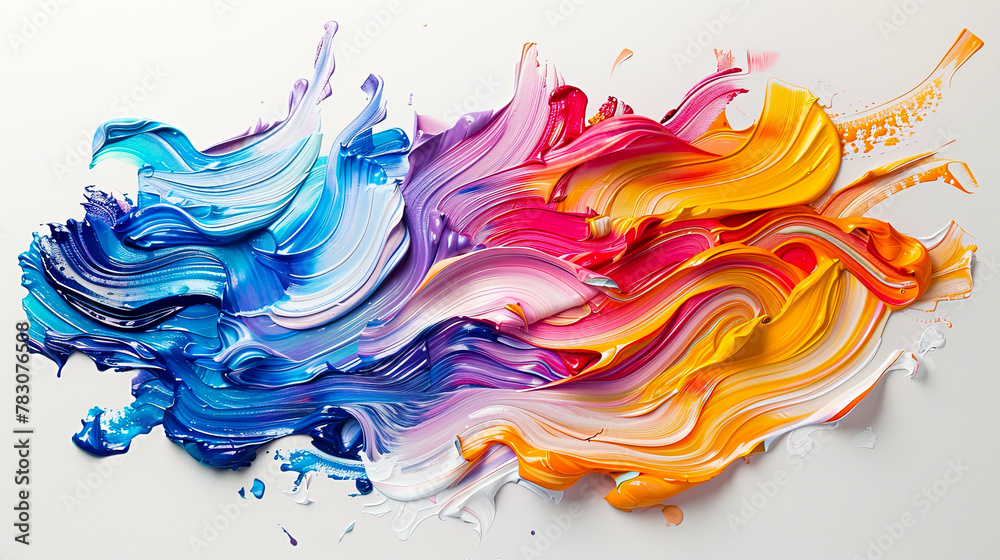 Bold Strokes: Creative Expression through Thick Paint Splatters on White Canvas