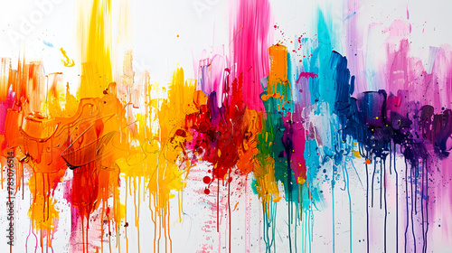Bold Brushstrokes  Unleashing Creativity and Artistry Through Thick Paint Splatters on White Canvas