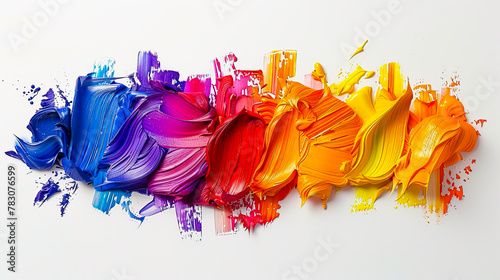 Bold Strokes: Exploring Creativity and Art through Thick Paint Splatters on White Background photo