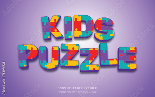 Kids Puzzle 3D editable text style effect 