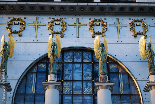 Foto Art Nouveau Church by Otto Wagner in Steinhof in Vienna Austria Europe Close-Up