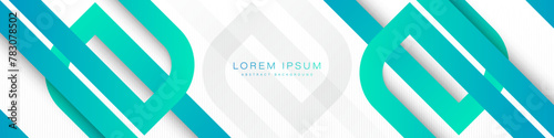 White abstract horizontal banner background with gradient geometric shapes. Minimal geometric. Modern futuristic graphic design element. Suit for cover, header, business, presentation, website, flyer