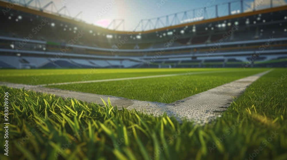 a football stadium. we're inside the pitch. very low angle. a football stadium. we're inside the pitch. very low angle.