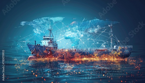 concept of maritim transport worldwide, map, net photo