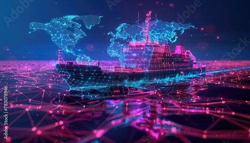concept of maritim transport worldwide, map, net photo