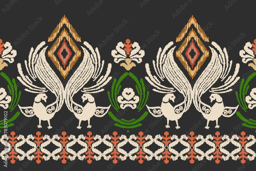 Ethnic ikat seamless pattern in tribal. Aztec geometric ethnic ornament print. Ikat pattern style. Design for background, wallpaper, illustration, fabric, clothing, carpet, textile, batik, embroidery. Ethnic ikat seamless pattern in tribal. Aztec geometric ethnic ornament print. Ikat pattern style. Design for background, wallpaper, illustration, fabric, clothing, carpet, textile, batik, embroidery.