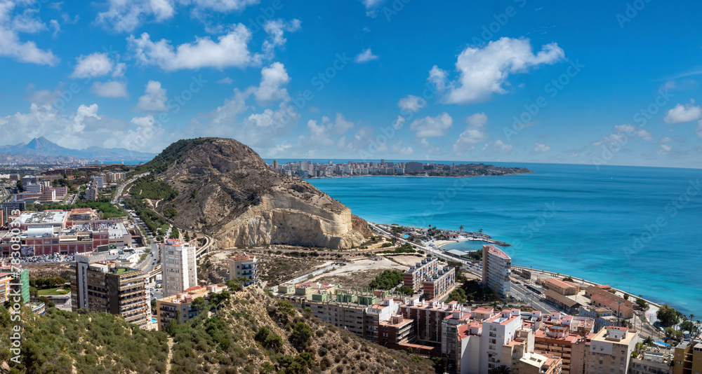 <view of the northern coast of the city center of Alicante, Valencia region, Spain