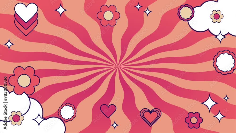 groovy psychedelic pop art landscape background animation