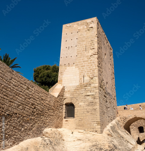 Ruins of an old moorish tower  Santa Barbara Castle  Alicante  Valencia region  Spain