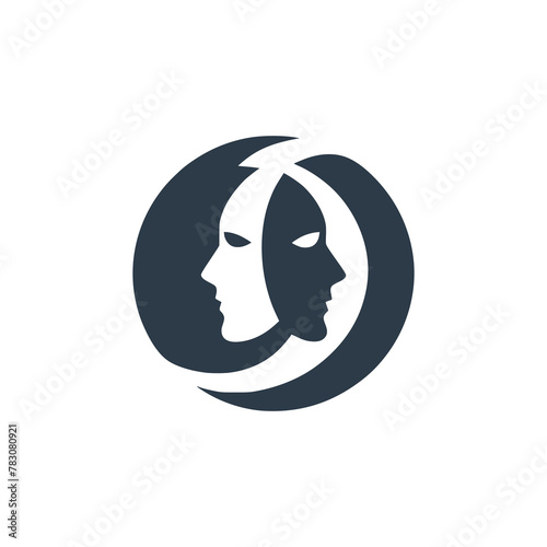 double face double mask logo vector illustration template design