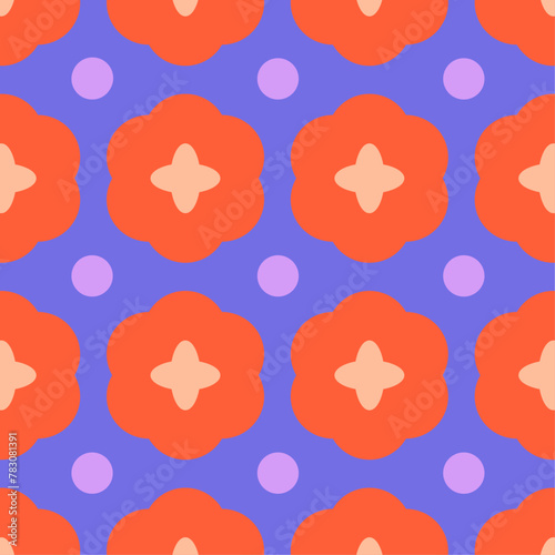 Whimsical Bloom: Playful Floral Pattern with Purple Accents
