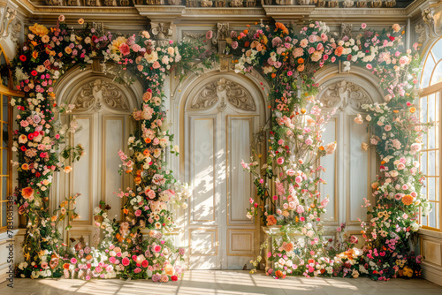 French Indoor Room Blooms  A Stunning Floral Arch Display