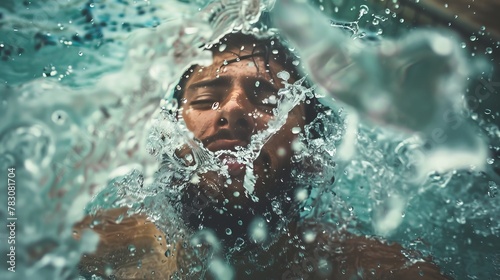 Captivating underwater shot in olympic pool for stunning visuals and unique perspective