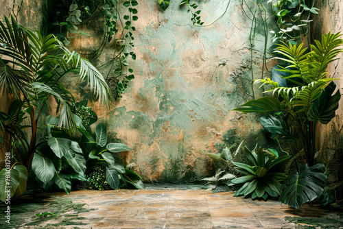 Jungle-themed Cake Smash Backdrop in Earthy Tones with 85mm Lens photo