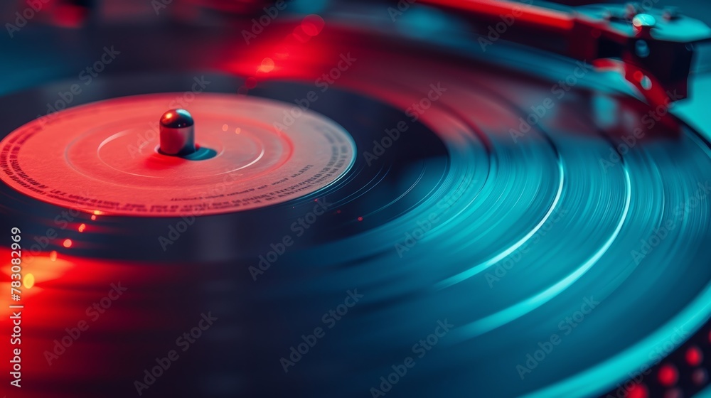 Close-up of turntable with vinyl record and stylus Close-up of turntable with vinyl record and stylus
