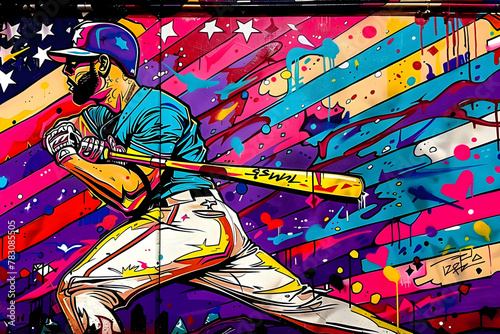 graffiti on the wall with a baseball player © Patrick