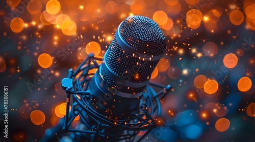 Vibrant Microphone Capturing the Essence of Resonating Sound Waves for Broadcasting Recording and Music Production photo