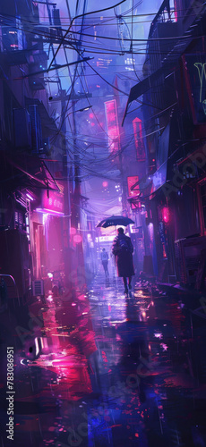 Cyberpunk Cityscape in Neon Lights, Amazing and simple wallpaper, for mobile
